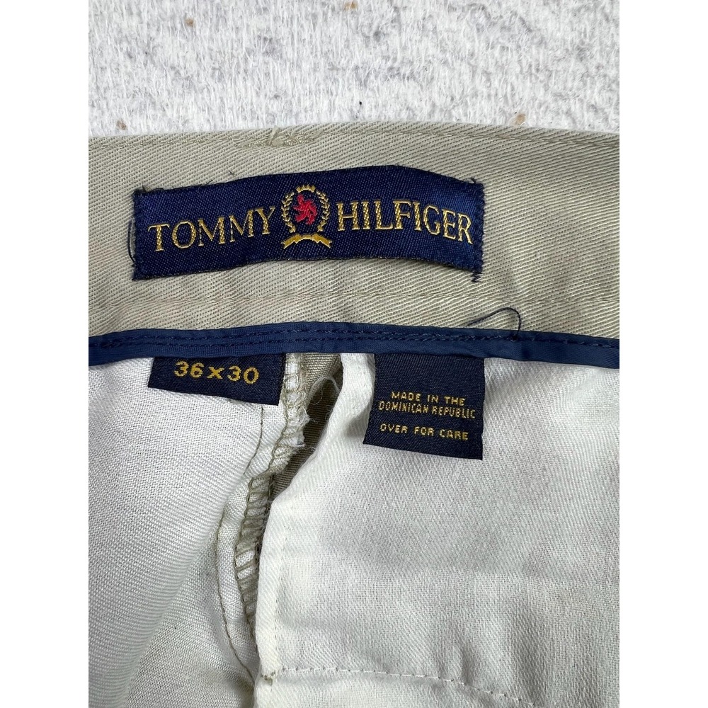 Tommy Hilfiger Pants Mens 36x30 Khaki Pleated Front Chino Trousers Dress Casual - Picture 4 of 10